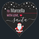 "Love, Santa" Pink & Black Custom Christmas Gift Heart Sticker<br><div class="desc">A personalised and cute "Love,  Santa" sticker to attach to your Christmas gifts! Change the name for a customised Christmas gift from Santa!</div>