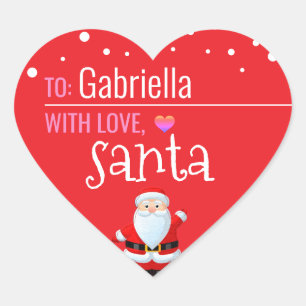 "Love, Santa" Red Customised Christmas Gift Heart Sticker