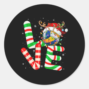 Love Santa Reindeer Volleyball Ball Tools Colourfu Classic Round Sticker