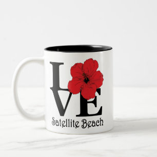 LOVE Satellite Beach 11oz Red Hibiscus Two-Tone Coffee Mug