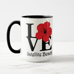 LOVE Satellite Beach Red Hibiscus 15oz Mug