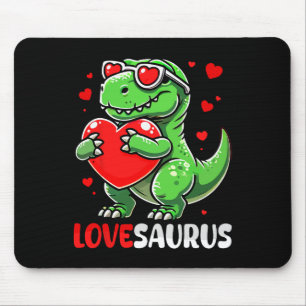 Love Saurus Cute T-rex Sungles Hearts Valentine's Mouse Pad