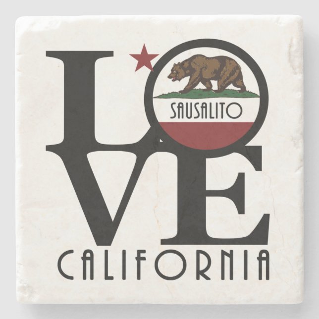 LOVE Sausalito California Stone Coaster (Front)
