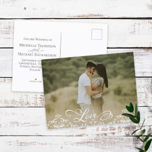Love Save the Date Photo Calligraphy Elegant Announcement Postcard