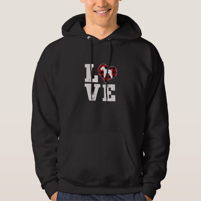 Love Schnauzer Dog Lover Gifts Buffalo Plaid Valen Hoodie (Front)