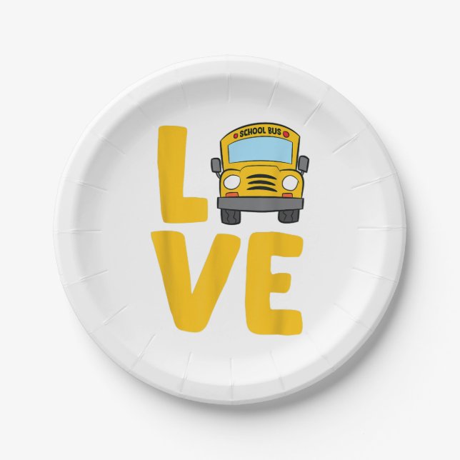 Love School Bus Driver Schoolbus Busdriver Paper Plate (Front)