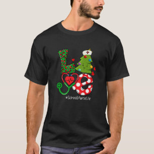 Love School Nurse Life Tree Christmas Nurse Xmas P T-Shirt