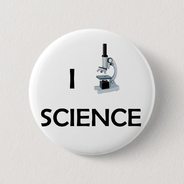 Love Science Microscope 6 Cm Round Badge (Front)