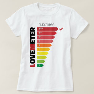 Love Score From A To G Red Black Personalized Name T-Shirt