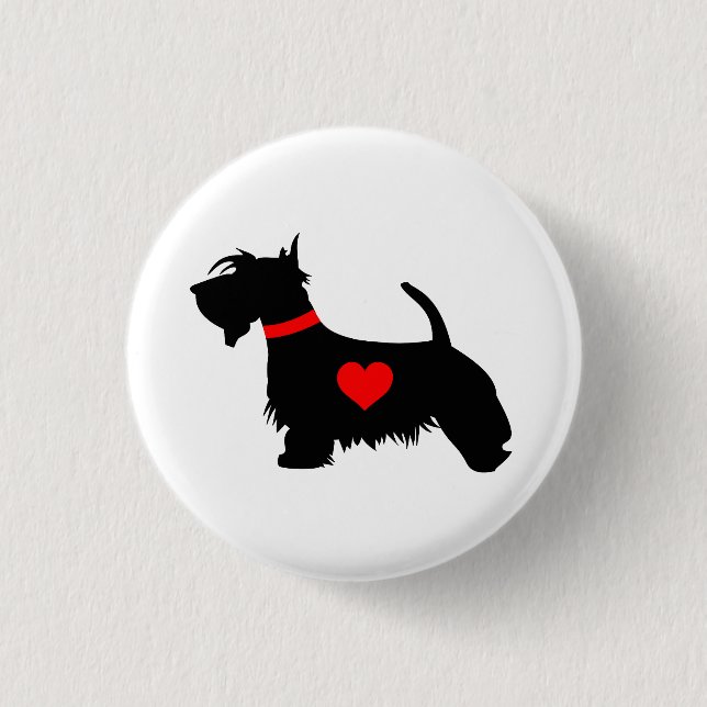 Love Scottie dog pin button badge (Front)