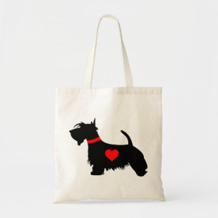 Love Scottie dog with heart tote bag