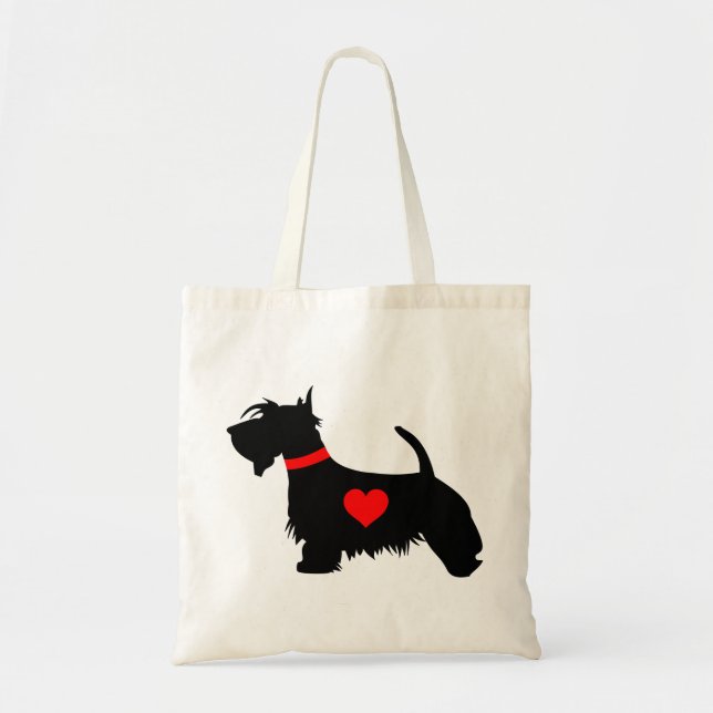 Love Scottie dog with heart tote bag (Front)