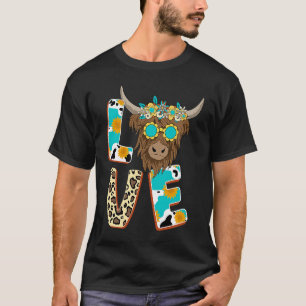 Love Scottish Highland Cows  Cute Sunflower Cow T-Shirt