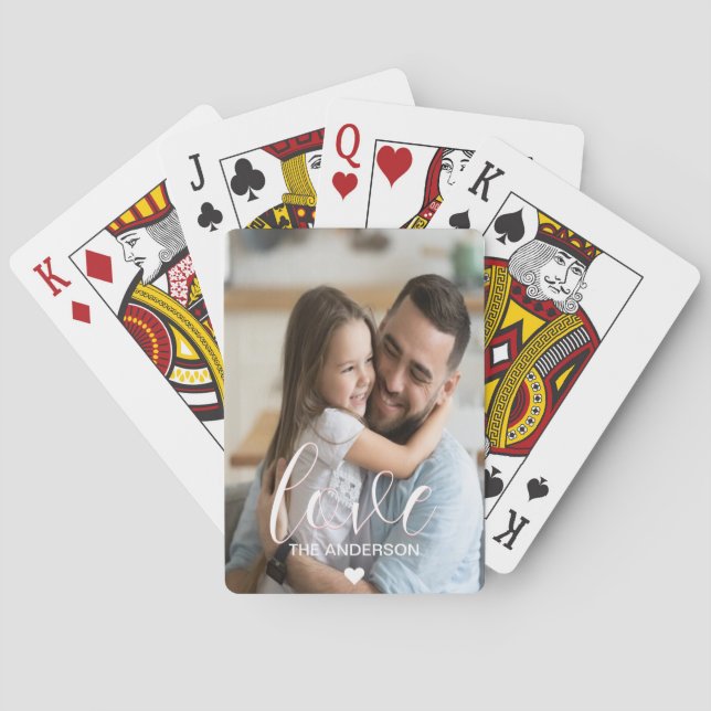 Love script and Family Photo Modern stylish  Playing Cards (Back)