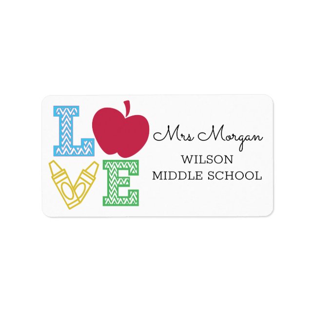 love script back to school teacher label (Front)