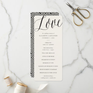 Love Script Calligraphy Geometric Classic Wedding Program