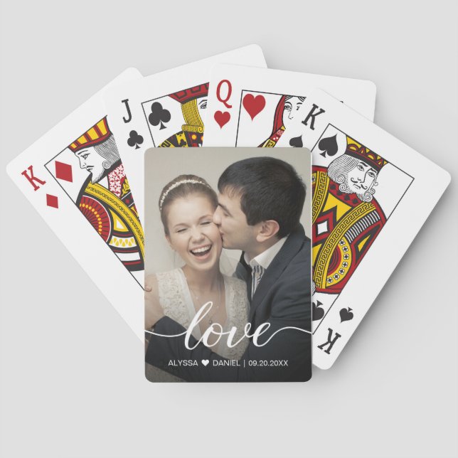 Love script Custom Photo Wedding favours Playing Cards (Back)