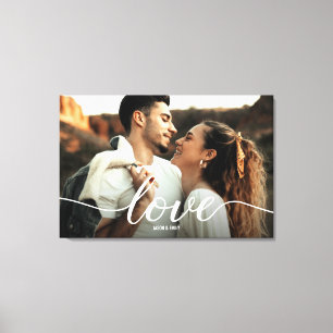 Love Script Engagement Photo with names Canvas Print