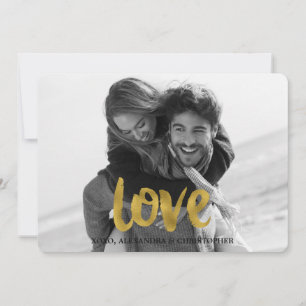 Love Script Gold Foil Valentine's Day Photo Holiday Card