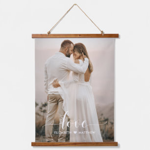 Love Script Handwritten Personalised Wedding Photo Hanging Tapestry