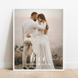 Love Script Handwritten Personalised Wedding Photo Poster