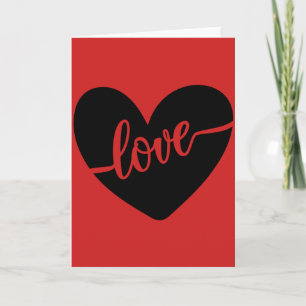 Love Script Heart Red Black Valentine's Card