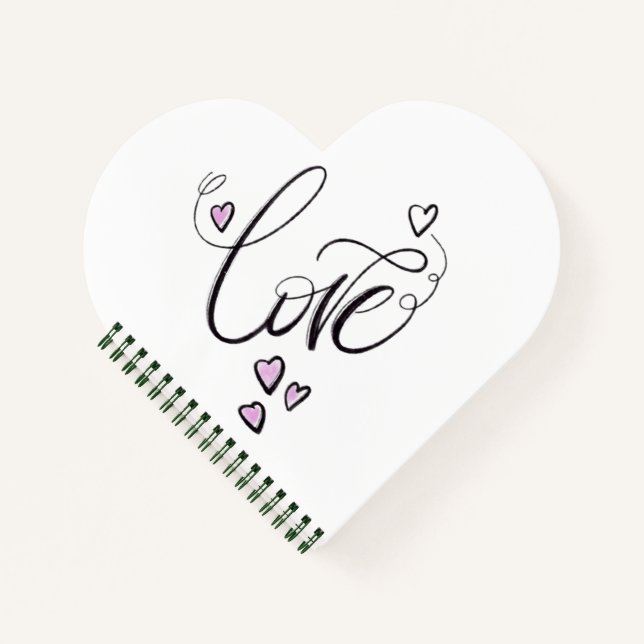 Love Script Heart Shaped Notebook | Romantic (Front)