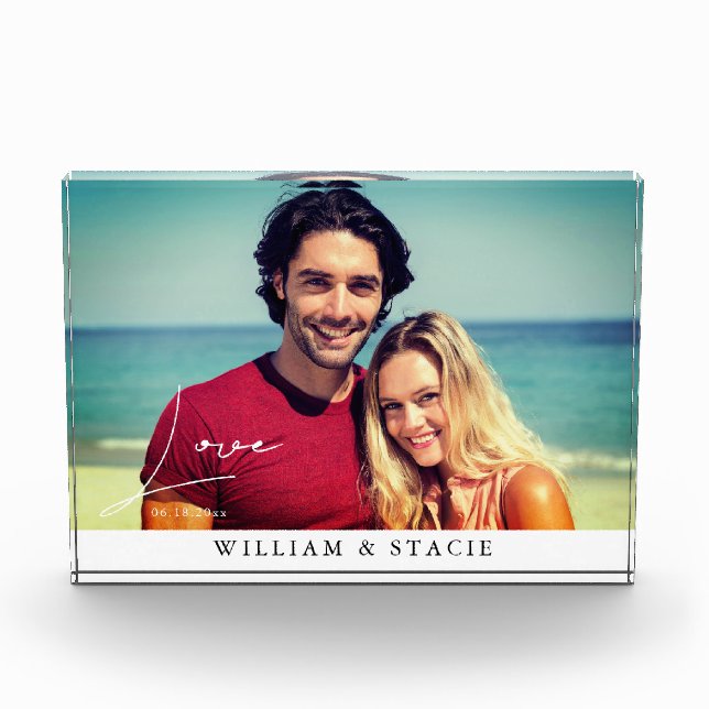 Love Script Minimalist Photo Couple Photo Block (Front)