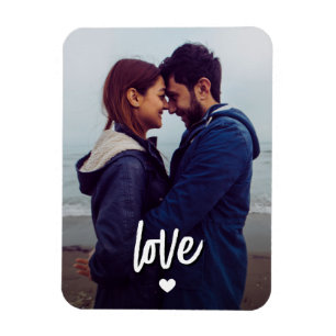 Love Script Modern Couple Photo Magnet