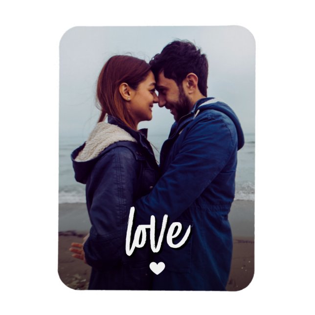 Love Script Modern Couple Photo  Magnet (Vertical)