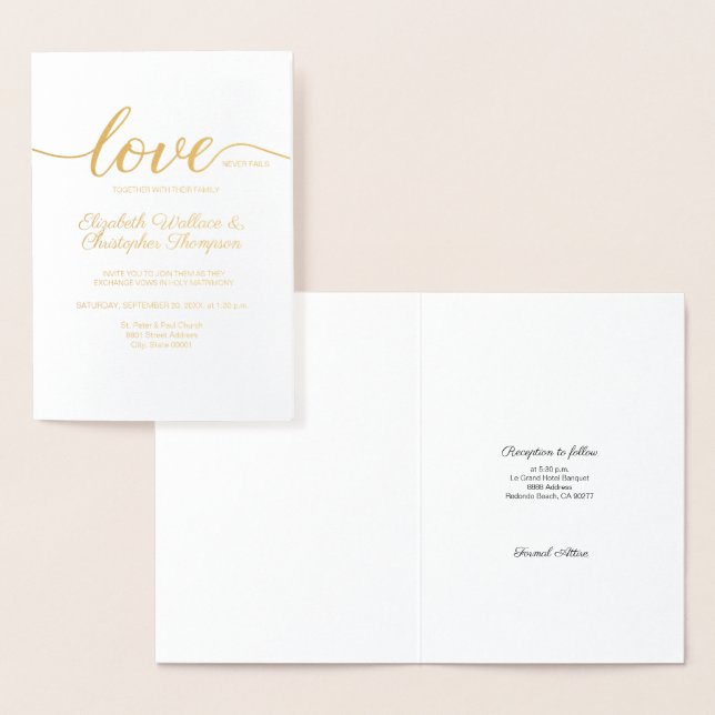 Love Script Modern Custom Christian Wedding Foil Card (Display)