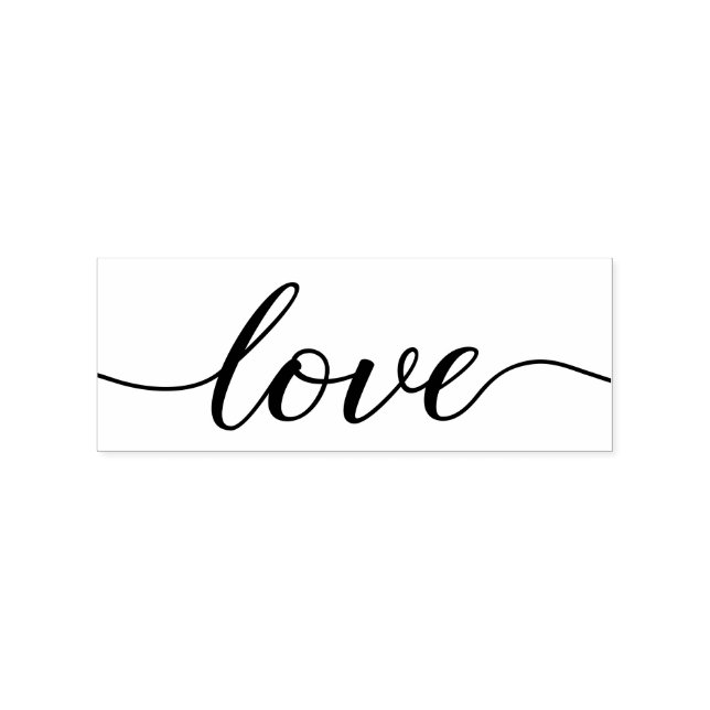 Love Script modern long embellishments Wedding Rubber Stamp (Imprint)