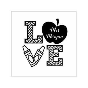 Love script monogram teacher Rubber Stamp
