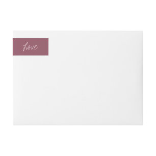 Love script mulberry pink simple return address wrap around label