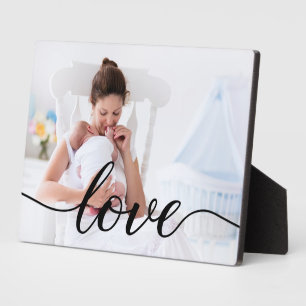 Love Script New Mum Family Photo Custom Plaque