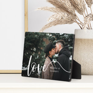 Love Script Overlay Couples Personalised Photo Plaque