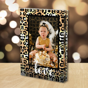 LOVE Script Overlay Leopard Photo Block