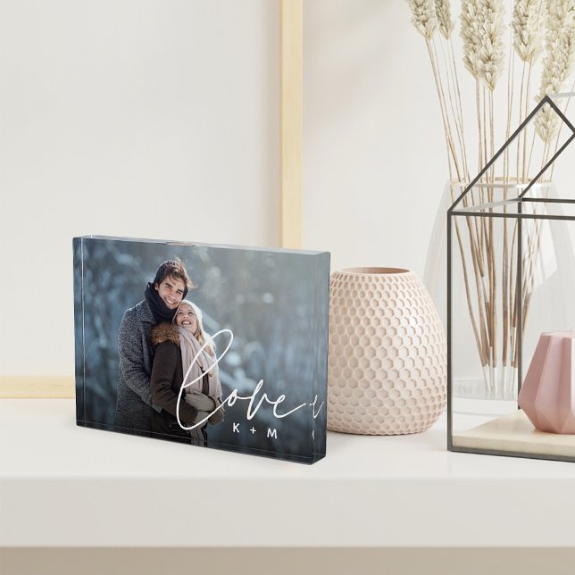 Love Script Overlay Personalised Couples Photo Block (Creator Uploaded)