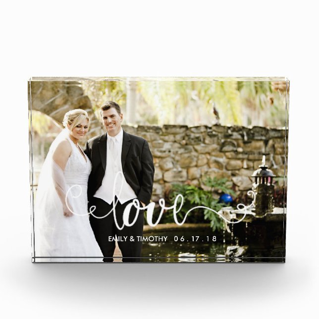 Love Script Overlay | Personalised Wedding Photo Block (Front)