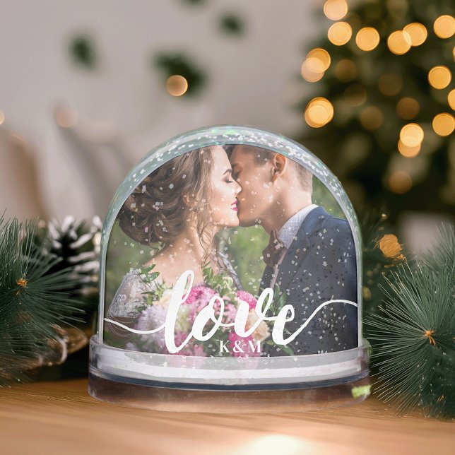 Love Script Overlay Photo & Monogram Snowglobe (Creator Uploaded)