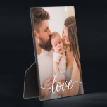 Love Script Personalised Family Photo Plaque<br><div class="desc">Using a beautiful and modern script for the word "Love",  this family love photo can be easily personalised with your own favourite family photo. An elegant photo plaque easel to be cherished and displayed,  a modern photo frame option.</div>