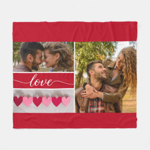 "Love" Script Personalised Photo Collage Fleece Bl Blanket