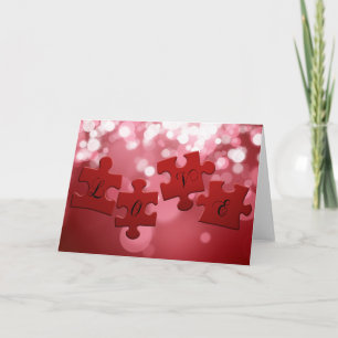 Love Script Puzzle Pieces Holiday Card