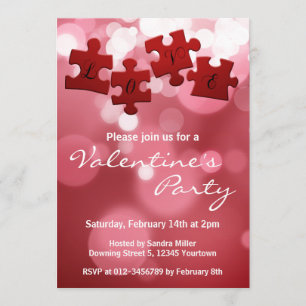 Love Script Puzzle Pieces Invitation