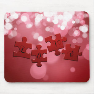 Love Script Puzzle Pieces Mouse Pad