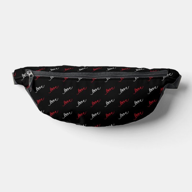 Love Script Typography Elegant Valentine Bum Bags (Lay Down)
