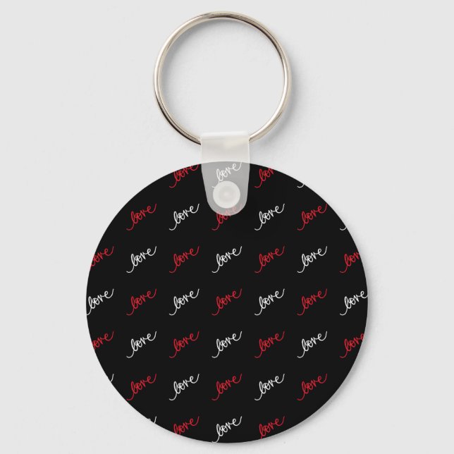 Love Script Typography Elegant Valentine Key Ring (Front)