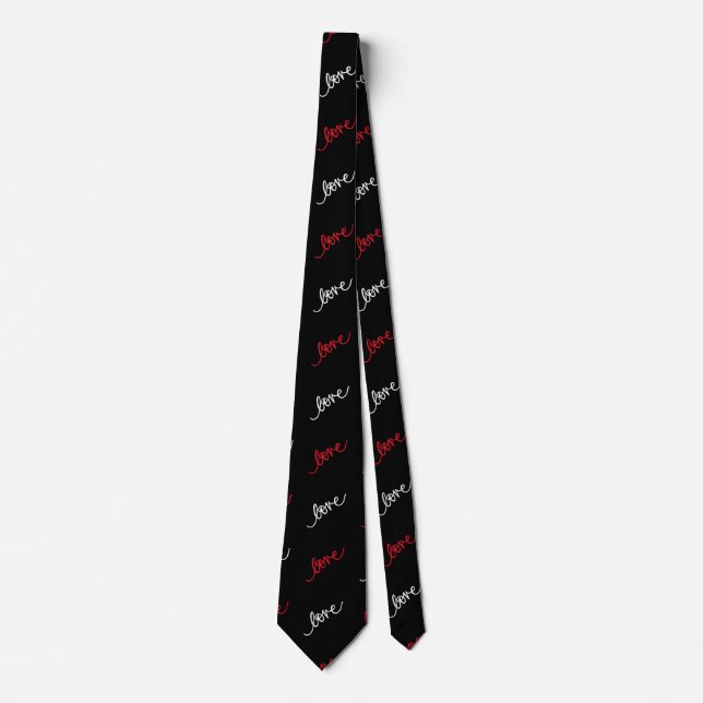 Love Script Typography Elegant Valentine Tie (Front)