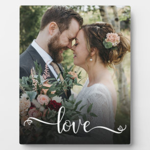Love Script Wedding Photo Plaque