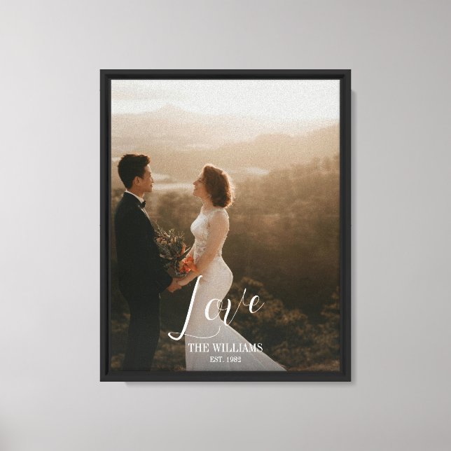 Love Script Wedding Photo Wall  Canvas Print (Front)